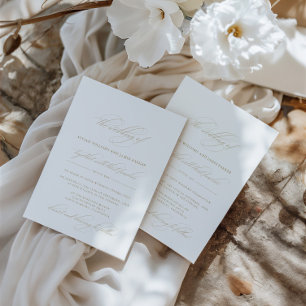 Einfache elegante klassische Kalligrafie-Hochzeit Einladung