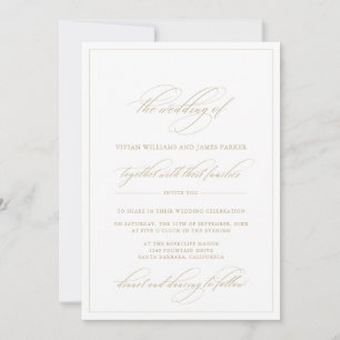 Einfache elegante klassische Kalligrafie-Hochzeit Einladung