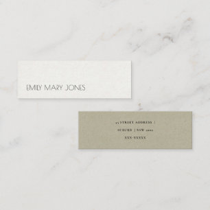 EINFACHE ELEGANTE KRAFT GRAY TYPOGRAPHIE-ADRESSE MINI VISITENKARTE