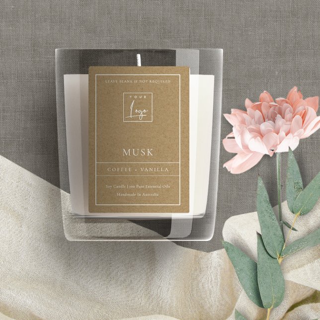 EINFACHE ELEGANTE KRAFT LOGO BORDER MODERNE CANDLE LEBENSMITTELETIKETT (Von Creator hochgeladen)