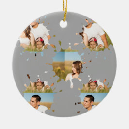 Einfache, elegante, kundenspezifische Foto-Collage Keramik Ornament