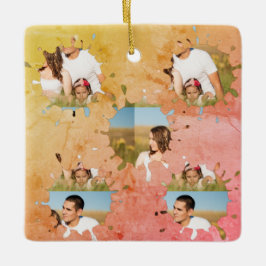 Einfache, elegante, kundenspezifische Foto-Collage Keramikornament