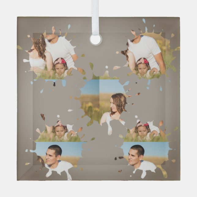 Einfache, elegante, kundenspezifische Foto-Collage Ornament Aus Glas (Vorderseite)