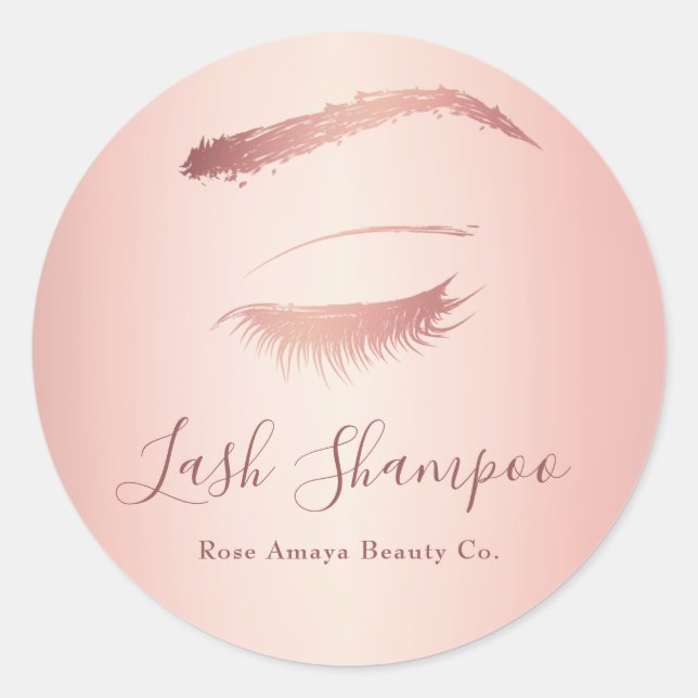 Einfache Elegante Lash Shampoo Rose Gold Runder Aufkleber (Vorderseite)