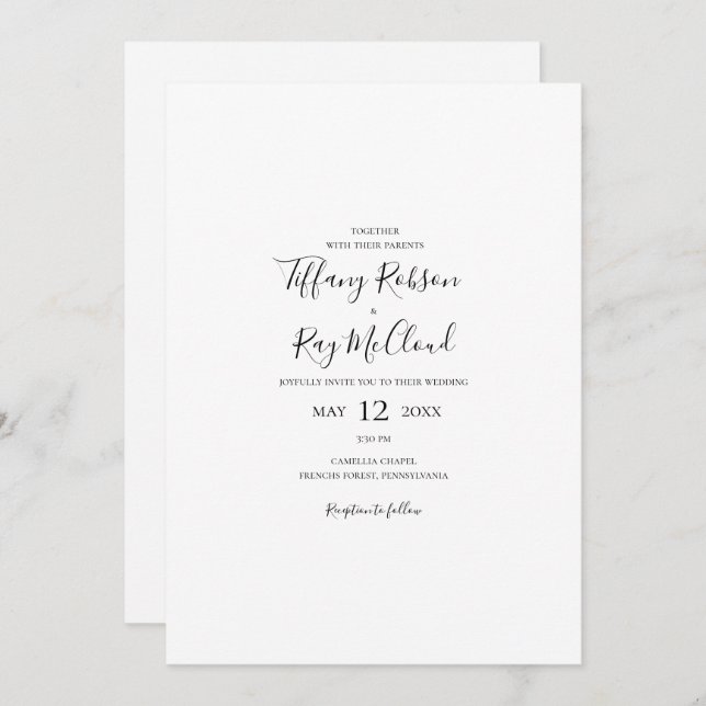 Einfache, elegante Lässige Einladung zur Hochzeit (Vorne/Hinten)