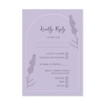 Einfache elegante Lavender Blooms Wedding RSVP