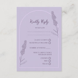 Einfache elegante Lavender Blooms Wedding RSVP Begleitkarte