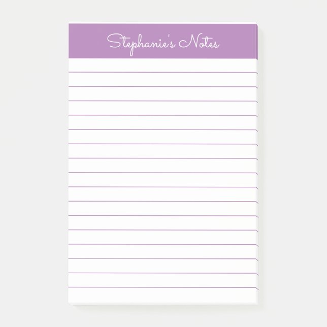 Einfache Elegante Lavender Chic Lined Personalisie Post-it Klebezettel (Vorderseite)