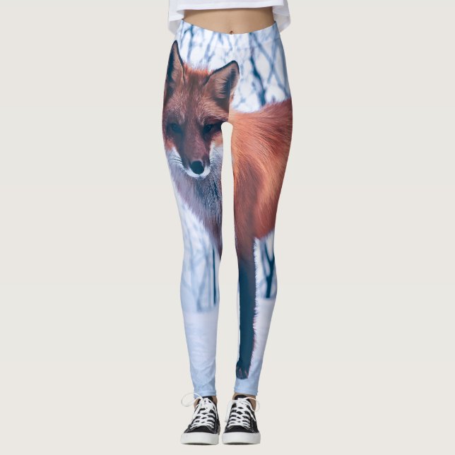 Einfache elegante Leggings roter Fox-Grafik-| (Vorderseite)