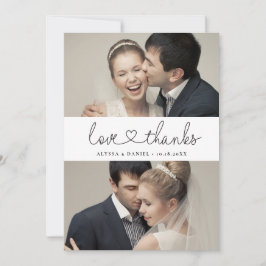 Einfache Elegante Liebe und dank Herzensskript-Fot Dankeskarte