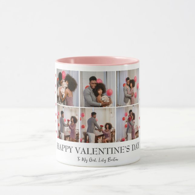 Einfache Elegante Liebe Valentinstag Couple Foto Tasse (Zentrum)