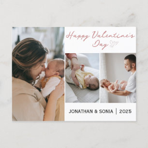 Einfache Elegante Liebe Valentinstag Familie 3 Fot Feiertagspostkarte