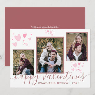 Einfache Elegante Liebe Valentinstag Paar 3 Foto Feiertagskarte
