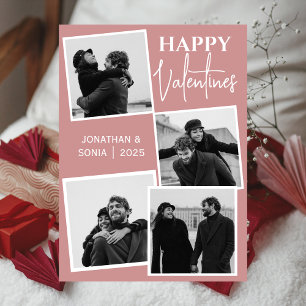 Einfache Elegante Liebe Valentinstag Paar 4 Foto Feiertagskarte