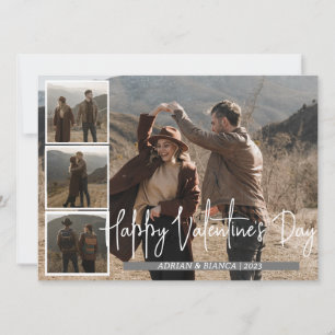 Einfache Elegante Liebe Valentinstag Pärchen 5 Fot Feiertagskarte
