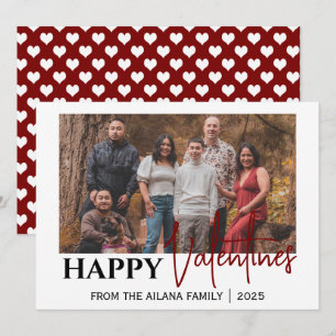 Einfache elegante Liebes Valentinstag Familie 1 Fo Feiertagskarte