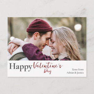 Einfache elegante Liebes Valentinstag Paar 3 Foto Feiertagspostkarte
