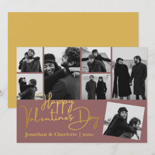Einfache elegante Liebes Valentinstag Paar 7 Foto Feiertagskarte