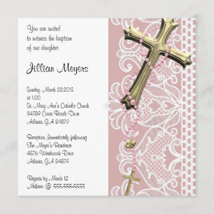 Einfache Elegante Lila Cross-Taufe/Weihnachten Einladung