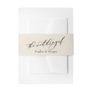 Einfache elegante, luxuriöse Script Cream Die Hoch Einladungsbanderole