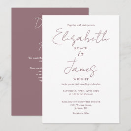 Einfache Elegante Mauve Script QR Code Hochzeit Einladung