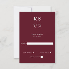 Einfache Elegante Minimal Moderne Burgundy Hochzei RSVP Karte
