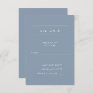 Einfache Elegante Minimal Moderne dufte blaue Hoch RSVP Karte