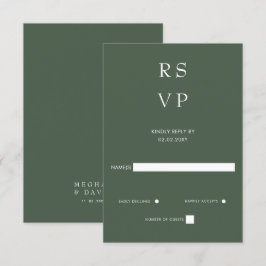 Einfache Elegante Minimal Moderne Grüne Hochzeit RSVP Karte