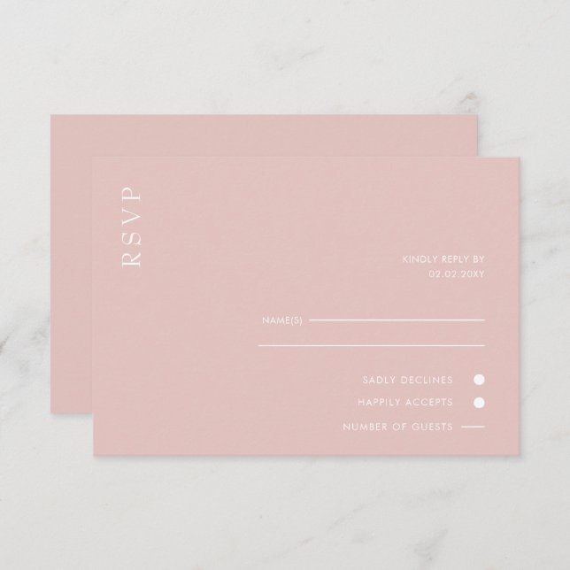 Einfache Elegante Minimal Moderne Hochzeit RSVP Karte (Vorne/Hinten)