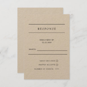 Einfache Elegante Minimal Moderne RSVP-Karte für H RSVP Karte