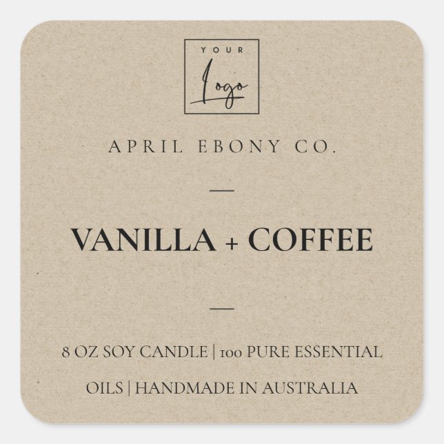 EINFACHE ELEGANTE MINIMAL MODERNE RUSTISCHE KRAFTL QUADRATISCHER AUFKLEBER (Vorderseite)