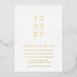 Einfache Elegante Minimal Moderne Weiße Hochzeit Folieneinladung