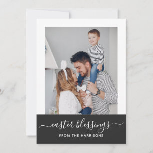 Einfache Elegante Minimal-Script-Familie Foto Oste Feiertagskarte