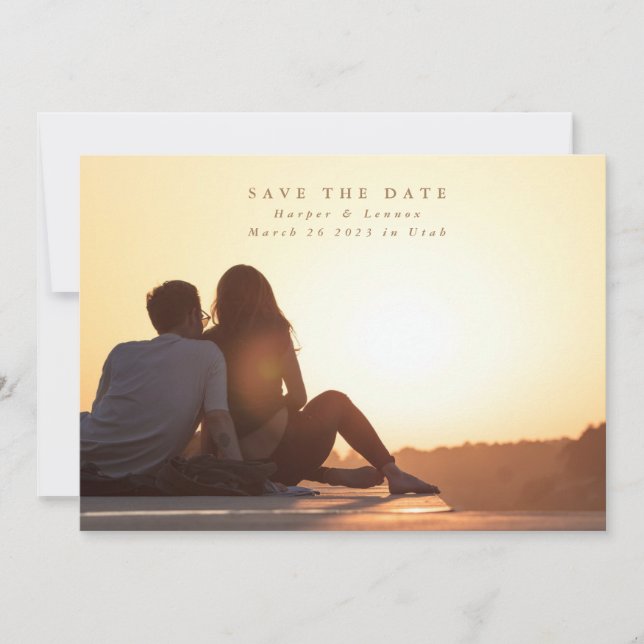 Einfache Elegante Minimalismus Foto Hochzeit Save The Date (Vorderseite)