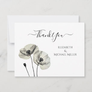 Einfache Elegante Minimalismus Schwarze und weiße  Dankeskarte