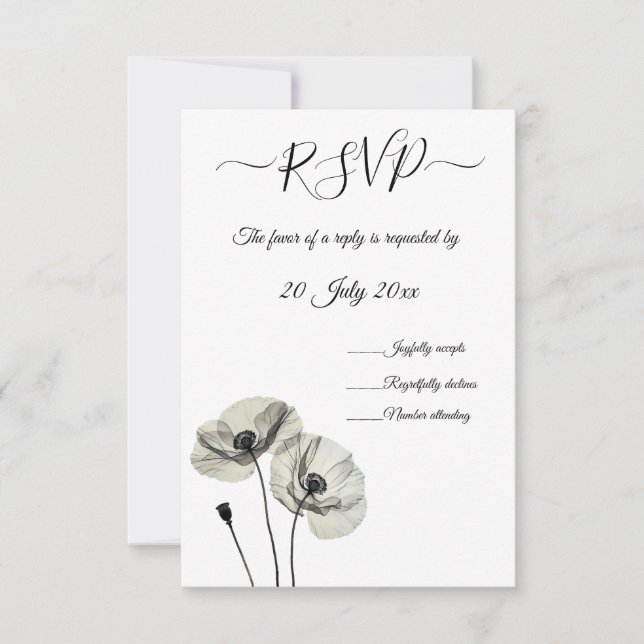 Einfache Elegante Minimalismus Schwarze und weiße  RSVP Karte (Vorderseite)