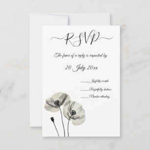 Einfache Elegante Minimalismus Schwarze und weiße RSVP Karte
