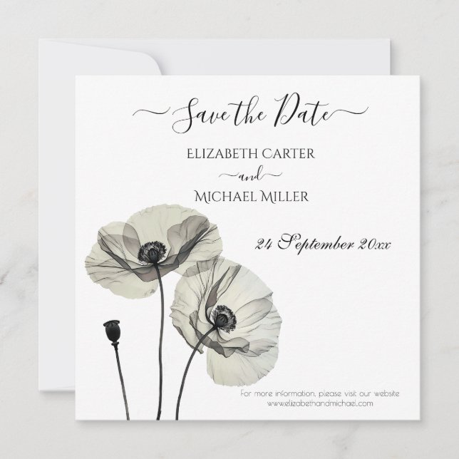 Einfache Elegante Minimalismus Schwarze und weiße  Save The Date (Vorderseite)
