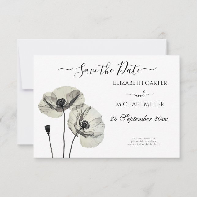 Einfache Elegante Minimalismus Schwarze und weiße  Save The Date (Vorderseite)