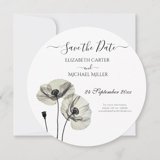 Einfache Elegante Minimalismus Schwarze und weiße  Save The Date (Vorderseite)