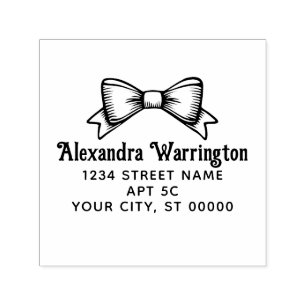 Einfache elegante Minimalistische Bow #6 Name Ret- Permastempel