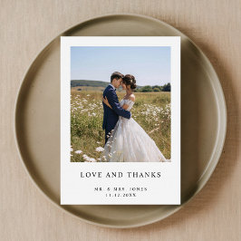 Einfache, elegante Minimalistische Foto Hochzeit Dankeskarte