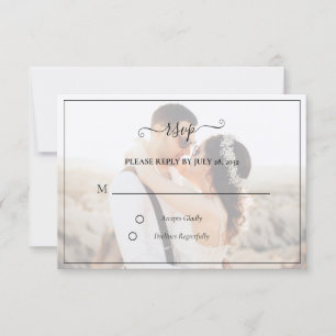 Einfache elegante Minimalistische Foto-Hochzeit-RS RSVP Karte