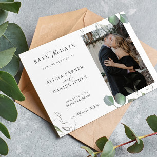 Einfache, elegante, minimalistische Foto Hochzeit Save The Date