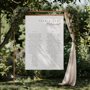 Einfache elegante minimalistische Hochzeit Sitzord Poster