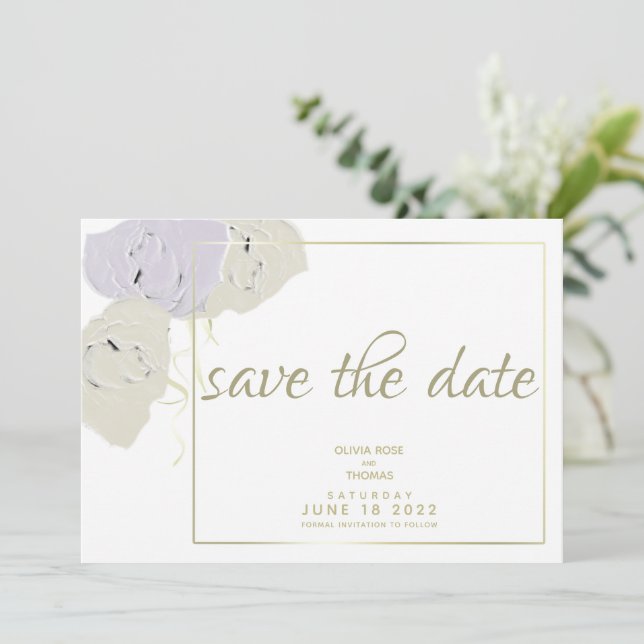Einfache elegante Minimalistische romantische Hoch Save The Date (Stehend Vorderseite)