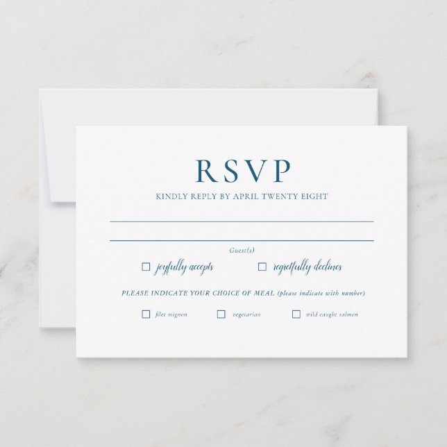Einfache elegante Minimalistische RSVP-Karte für d Mitteilungskarte (Vorderseite)