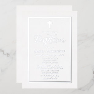 Einfache elegante Minimalistische Taufe Folieneinladung