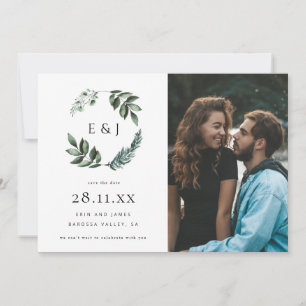 Einfache Elegante Minimalistische Vegetation Wreat Save The Date