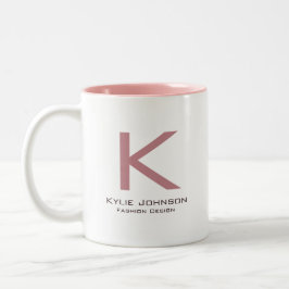 Einfache elegante Mit Monogramm Bezeichnung Zweifarbige Tasse